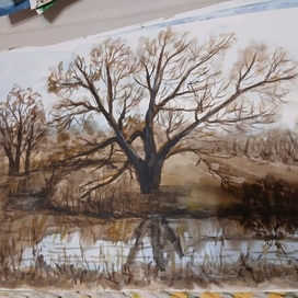 Начало веснв 2024 г б/акварель 30/40