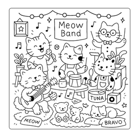 Раскраска для книги FUNNY KITTIES