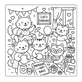 Раскраска для книги FUNNY KITTIES