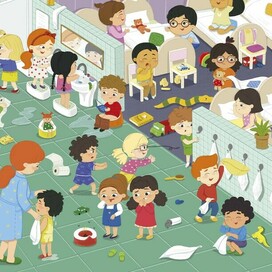 Часть разворота виммельбуха Детский сад. Изд. Маламалама