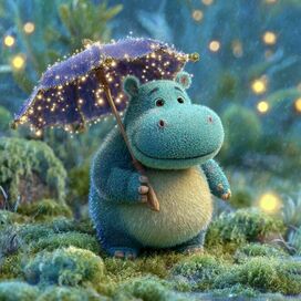 бегемотик под зонтиком