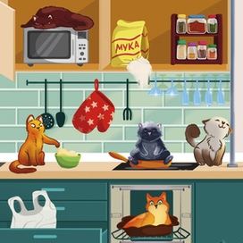Кошки на кухне