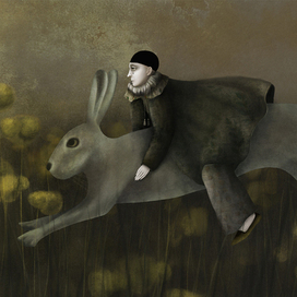 Пьеро верхом на зайце