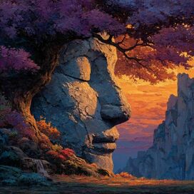 каменная голова вросшая в землю