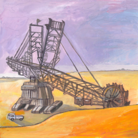 В журнал "А почему?" Рубрика" Со всего света". Редакция-Юный техник. Опубликовано в журнале. Иллюстрация на уменьшение. Тема: Гигантский карьерный экскаватор. Художник: Марат Брызгалов.