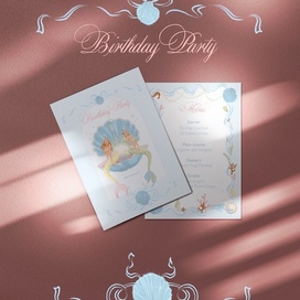 Меню с иллюстрациями в стиле Русалочки