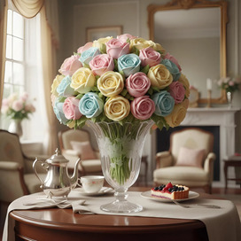 ваза с зефирными розами