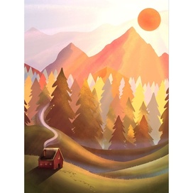 Иллюстрация "Закат в горах" 