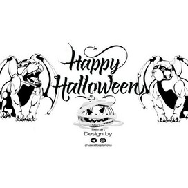 Векторный лайн на тему хэллоуин с собаками