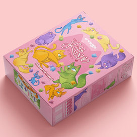 Иллюстрации для упаковки хлопьев с котиками