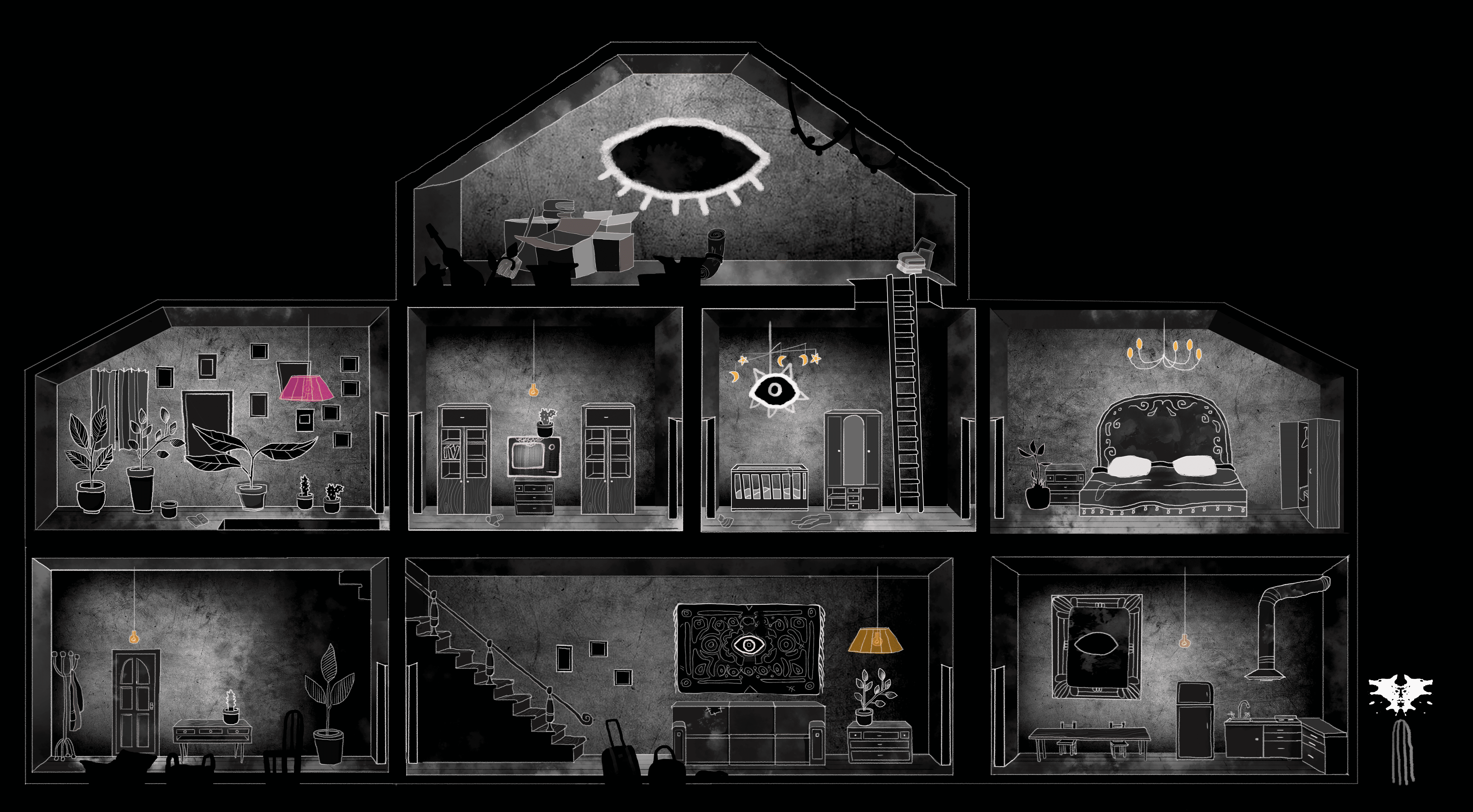 Концепт локации дома для игры Kleks