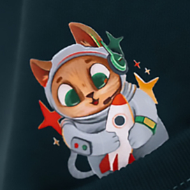 Принт для детской одежды Кот-космонавт