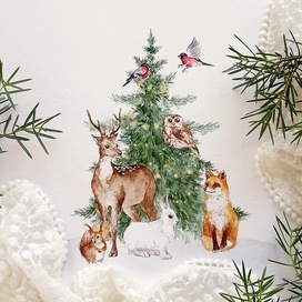 Иллюстрация для новогодних открыток