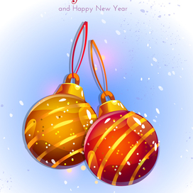 Открытка с елочными шарами