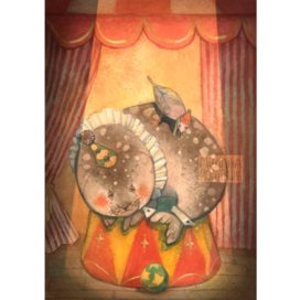 Иллюстрация про цирк. Грустный тюленчик