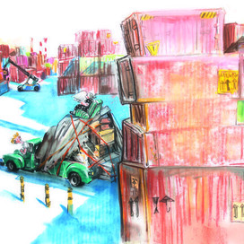 Тим Собакин «Две бабушки и внук», пастель