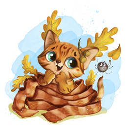 Котик с паучком 