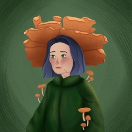 Бабушка в лисичках. Inktober.Уютные скетчи