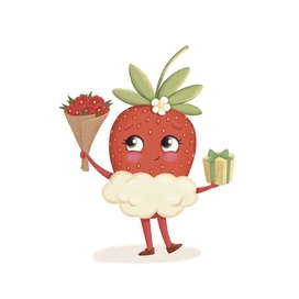 Бренд персонаж клубника в белом шоколаде