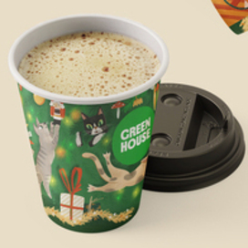 Дизайн бумажного стаканчика "елочные коты"