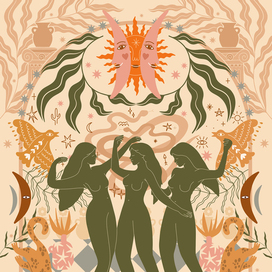 Танцующие музы. Иллюстрация для печати на пазлах для Elemental