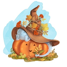 Осенняя тыква в шляпке 