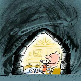 Иллюстрация к сказке "Три поросёнка"