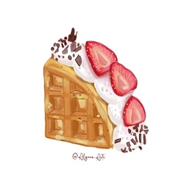 Вафля с клубникой и кремом