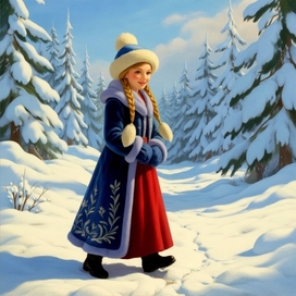 Новогодняя открытка со Снегурочкой