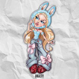 Лабубу x Братц фэшн иллюстрация