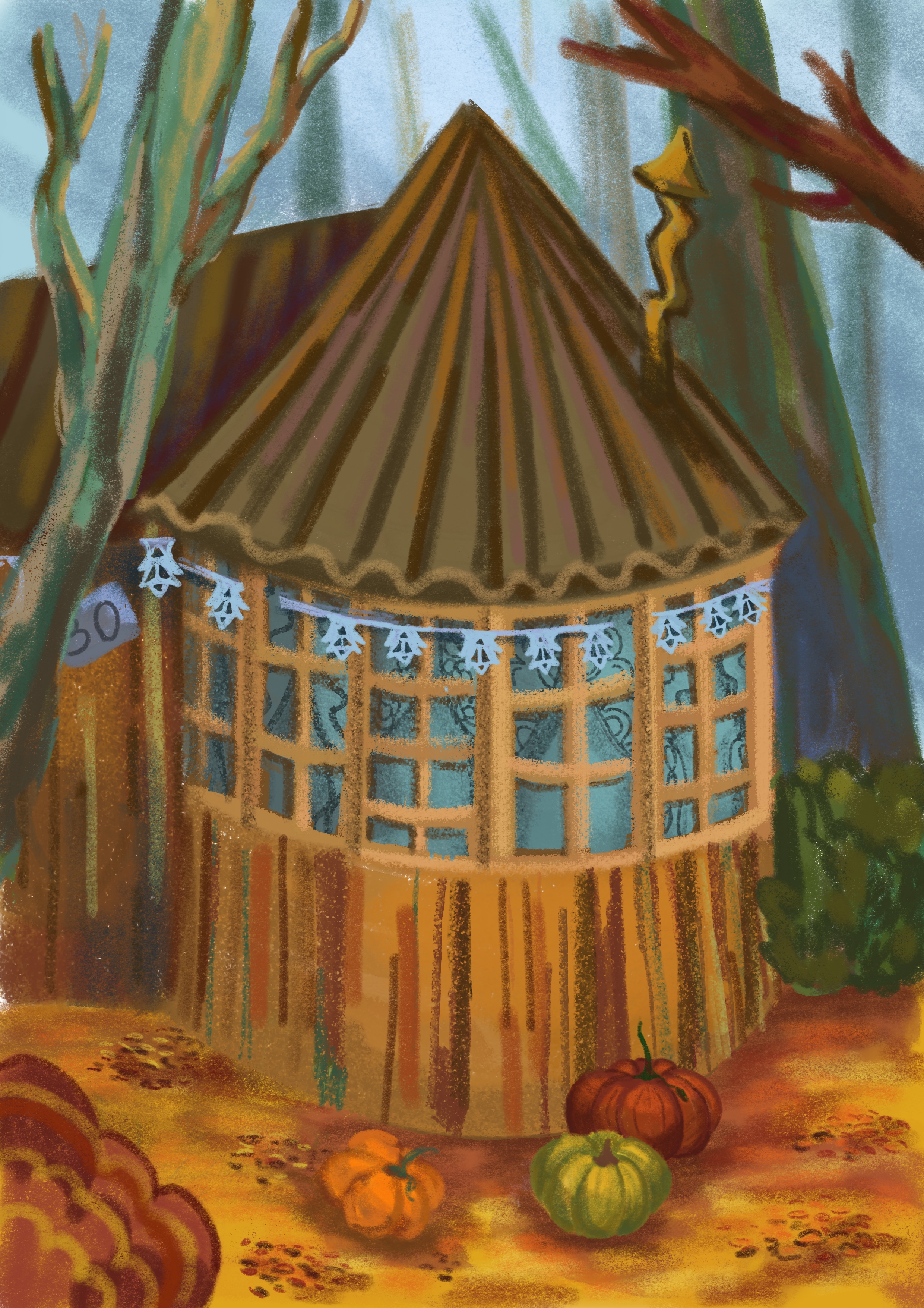 Осенний домик в лесу