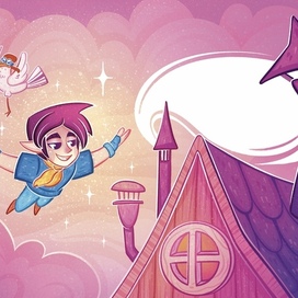 Мальчик летает в облаках