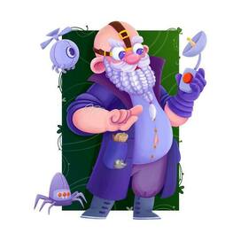 Дедушка персонаж для карточки детской игры 