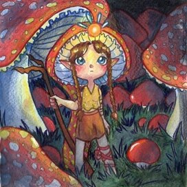 Люблю рисовать эльфов в грибах