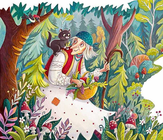 Баба Яга с котом Чернышом