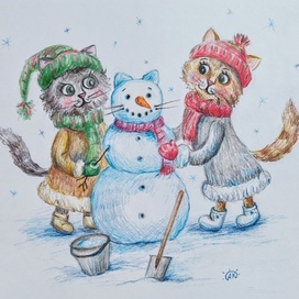 Котики лепят котовика