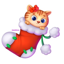 Милый котейка новогодний 