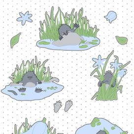 Выхухоль, стикеры с животными