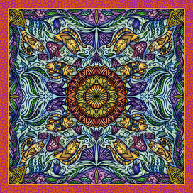 Платок "Коты-цветы"