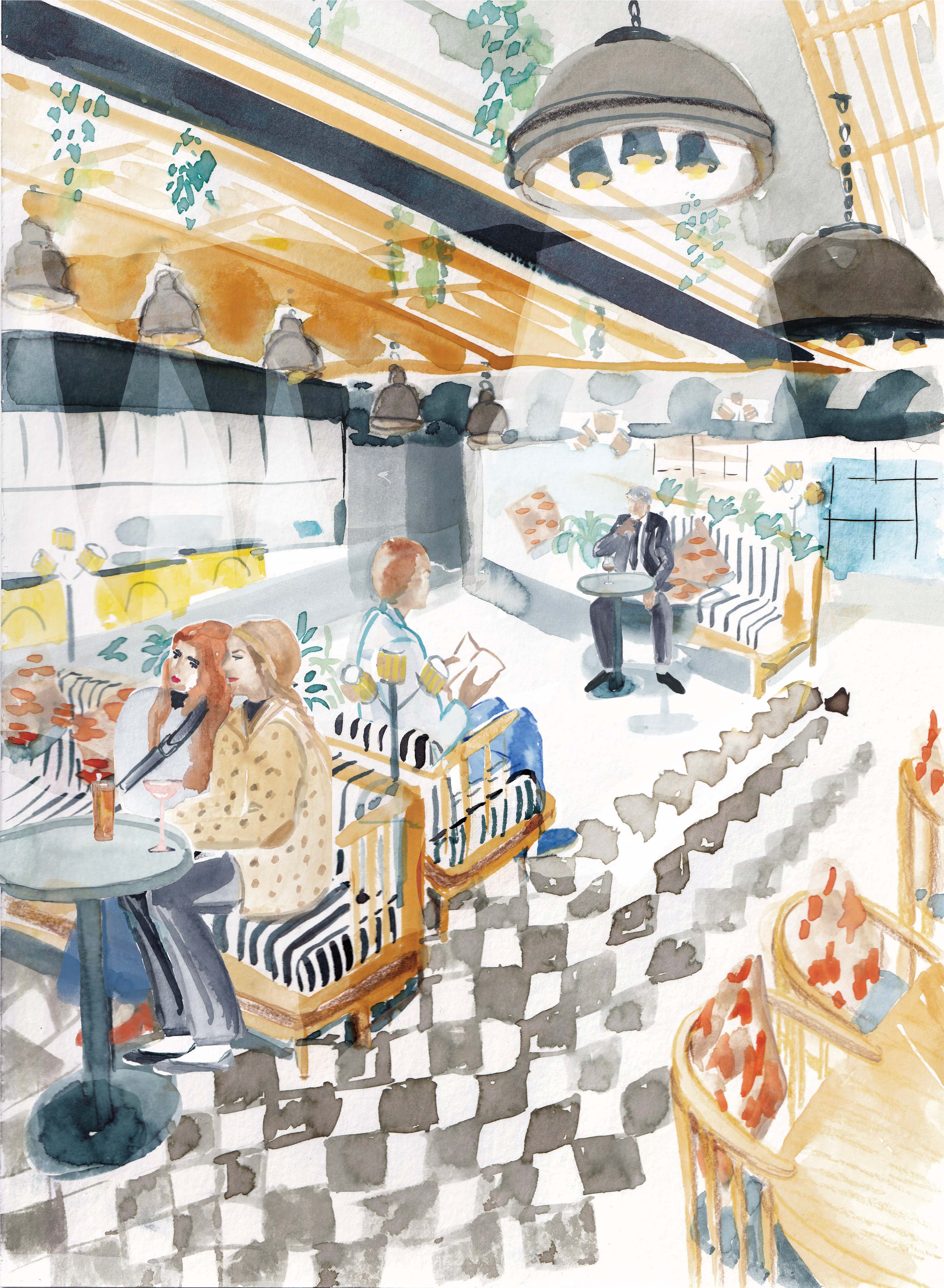 Ресторан в желтом и синем