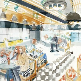 Ресторан в желтом и синем