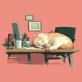 кот спит на столе