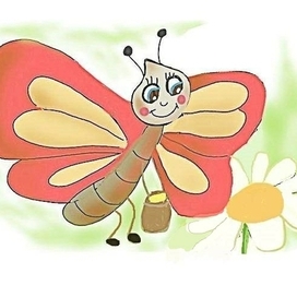 Бабочка и ромашка