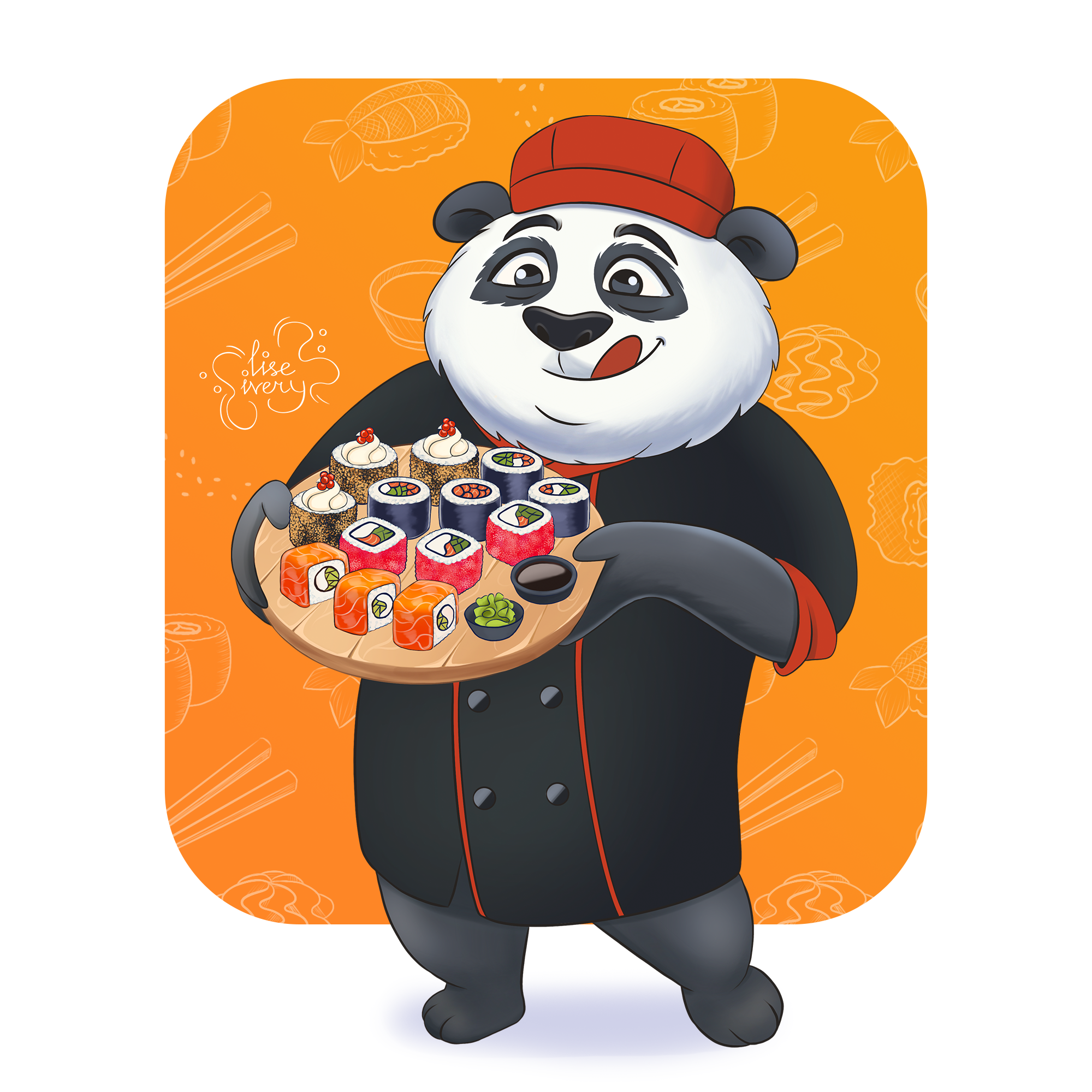 Маскот для службы доставки роллов