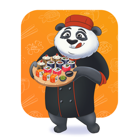 Маскот для службы доставки роллов 