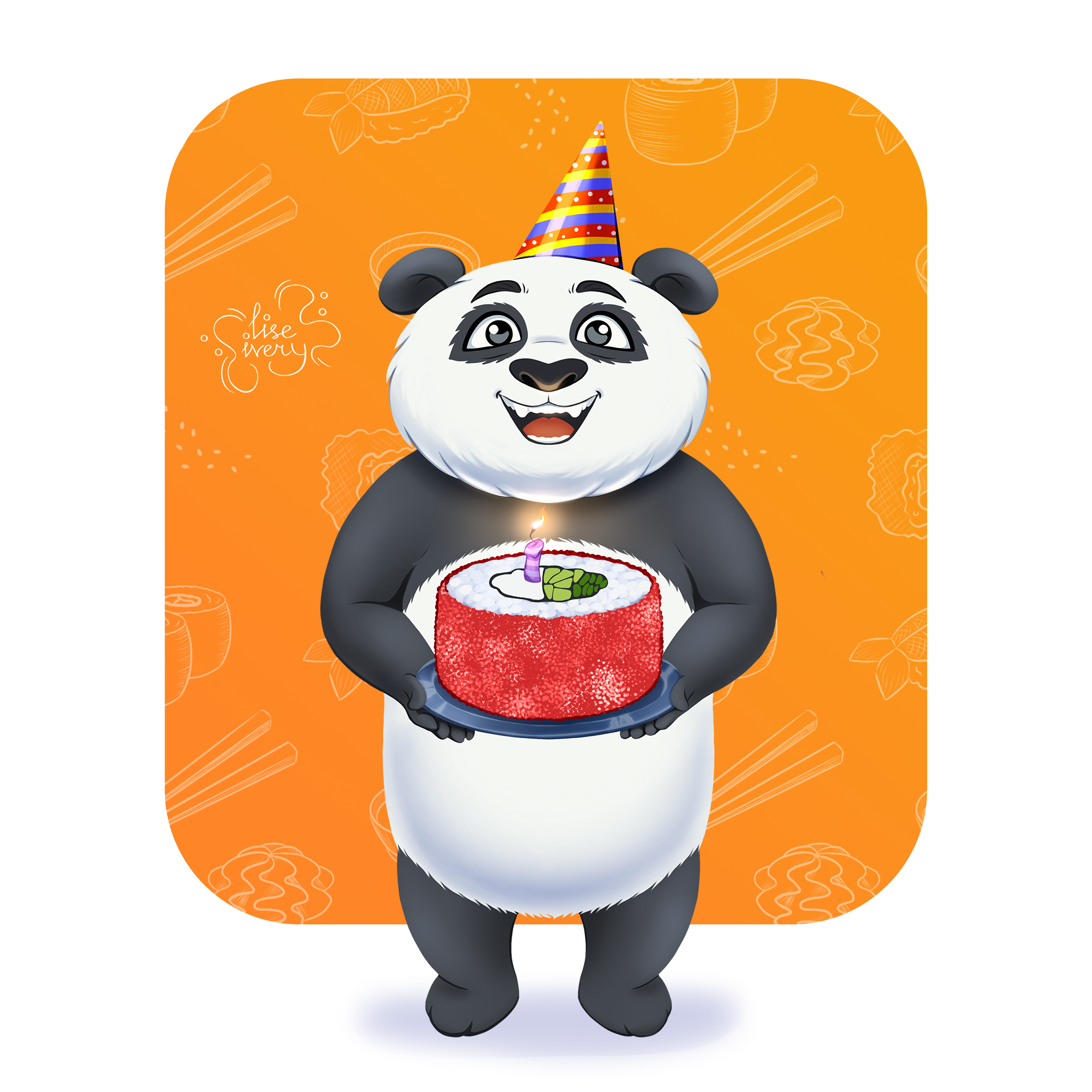 Маскот для службы доставки роллов