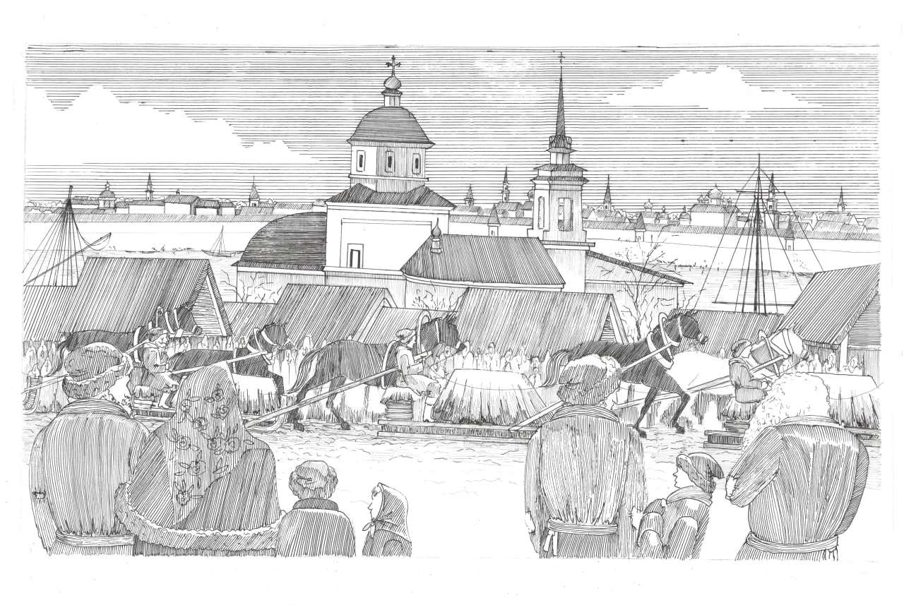 Прибытие обоза. Экспедиция Беринга