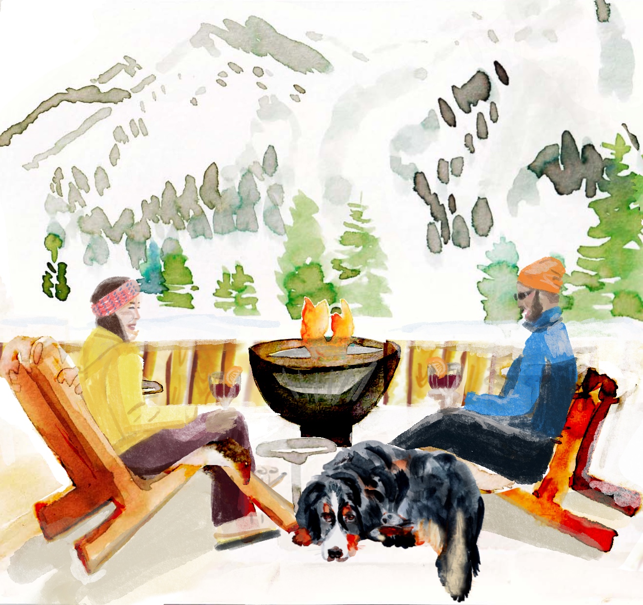 Бернизкая овчарка и горы