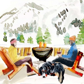 Бернизкая овчарка и горы