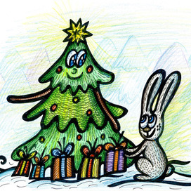 Зайчик и елочка